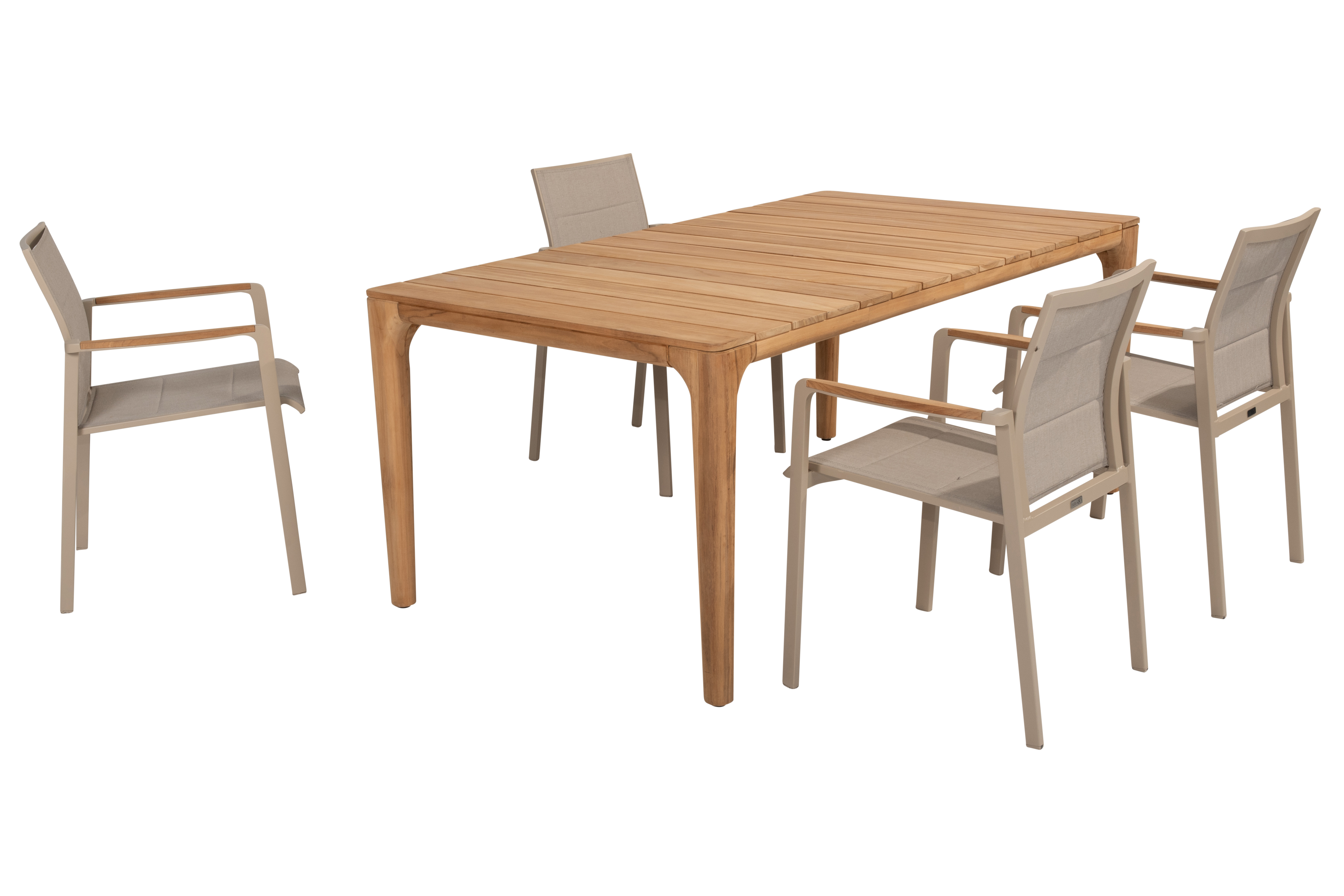  Taste Liam Table 180x100 Teak+4x Cortina Latte